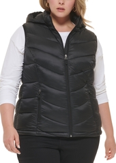 Charter Club Women's Plus Size Packable Hooded Puffer Vest, Created for Macy's - Cloud