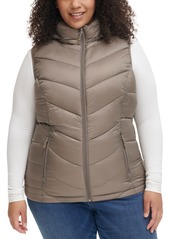 Charter Club Women's Plus Size Packable Hooded Puffer Vest, Created for Macy's - Black