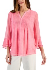 Charter Club Women's Printed Pintuck Top, Created for Macy's