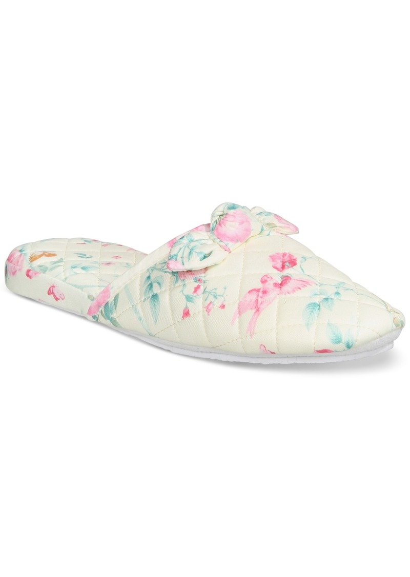 Charter Club Women's Quilted Butterfly Floral Bow Slippers, Created for Macy's - Summer Moon