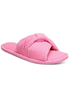 Charter Club Women's Textured Knot-Top Slippers, Created for Macy's - Pink Taffy