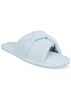 Charter Club Women's Textured Knot-Top Slippers, Created for Macy's - Crystallin Blue