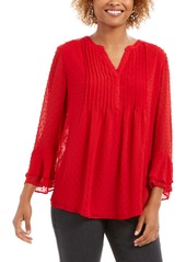 Charter Club Women's Textured Pintuck Top, Regular & Petite, Created for Macy's - Ravishing Red