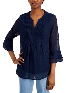 Charter Club Women's Textured Pintuck Top, Regular & Petite, Created for Macy's - Intrepid Blue
