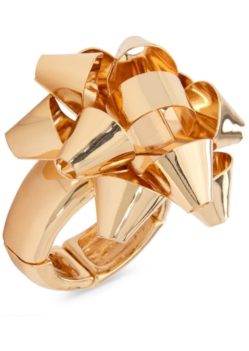 Holiday Lane Gold Bow Statement Stretch Ring, Created for Macy's