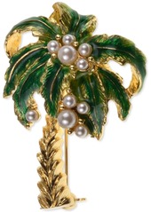 Charter Club Holiday Lane Gold-Tone Imitation Pearl Palm Tree Pin, Created for Macy's