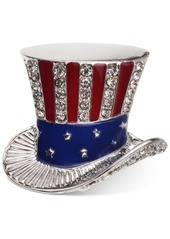 Charter Club Holiday Lane Silver-Tone Pave Red, White & Blue Uncle Sam Hat Pin, Created for Macy's