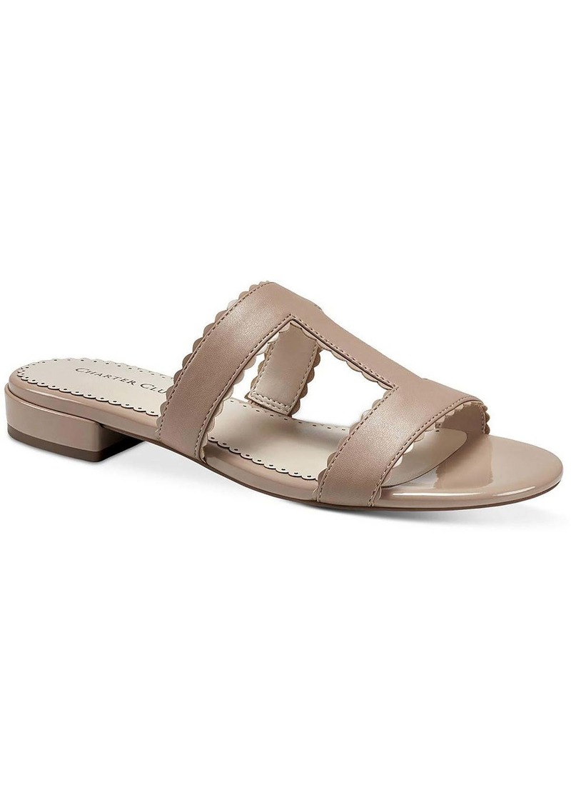 Charter Club Lulia Womens Faux Leather Round Toe Slide Sandals