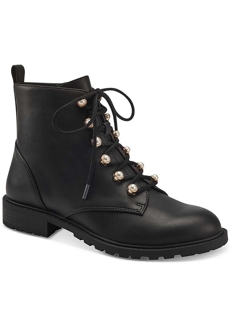 Charter Club Shiloh Womens Lug Sole Faux Leather Combat & Lace-up Boots