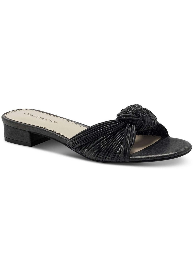 Charter Club Syda Womens Bow Faux Leather Slide Sandals