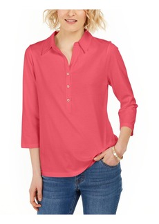 Charter Club Womens Collared Button Up Top