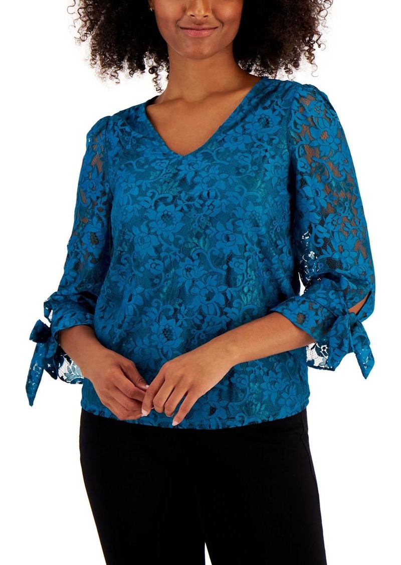 Charter Club Womens Lace V-Neck Blouse