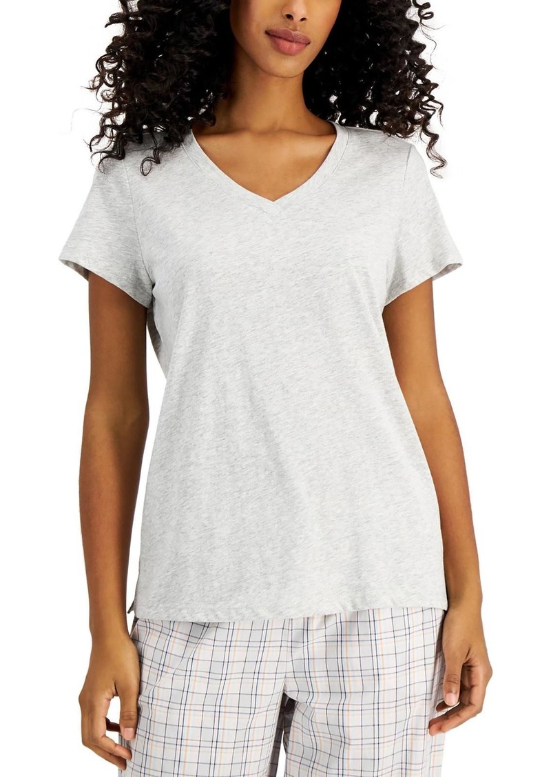 Charter Club Womens V Neck Short Sleeve Pullover Top