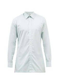 Charvet - Semi-spread Collar Striped Cotton-poplin Shirt - Mens - Green Multi