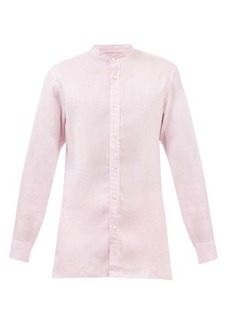 Charvet - Stand-collar Linen Shirt - Mens - Pink