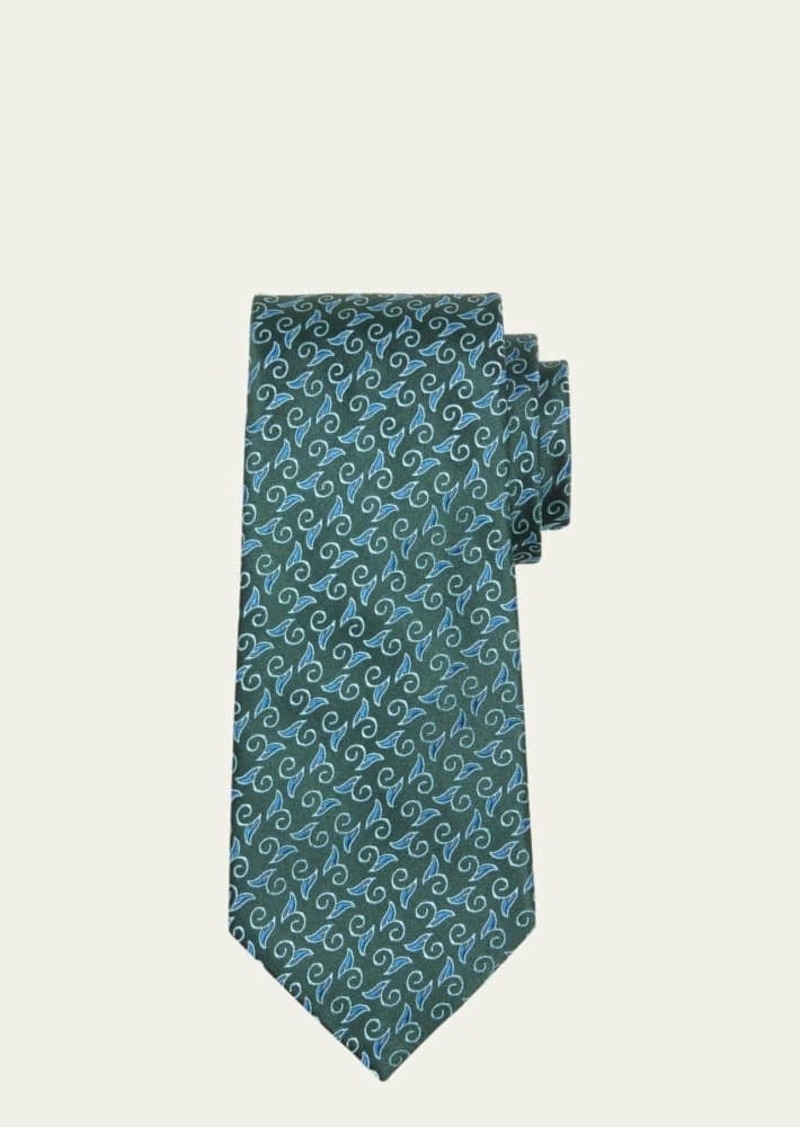 Charvet Men's Leaf and Curl Silk Tie
