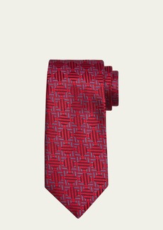 Charvet Men's Silk Geometric Jacquard Tie