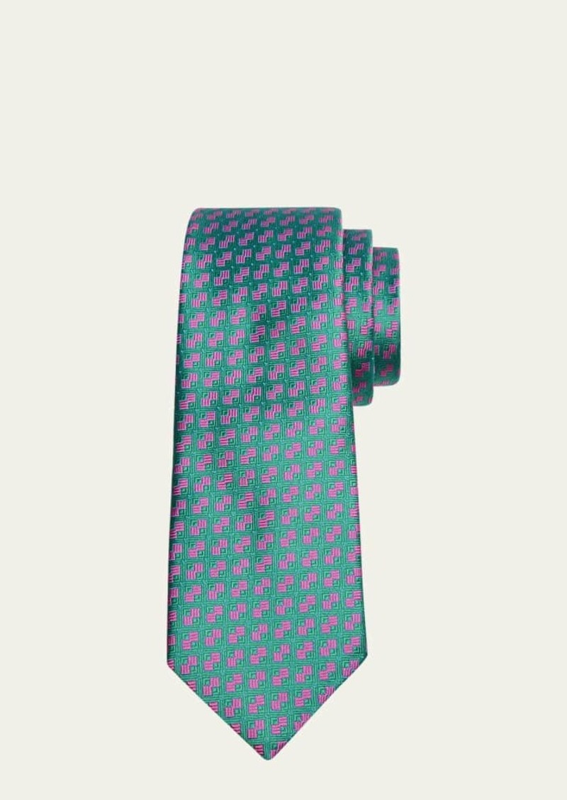 Charvet Men's Silk Micro-Geometric Tie