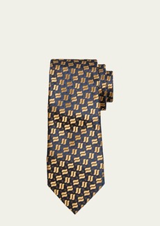 Charvet Men's Wavy Rectangle Silk Jacquard Tie