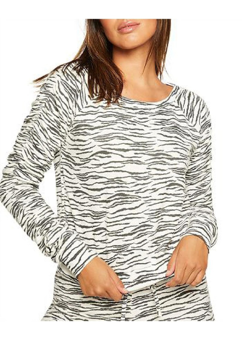 Chaser Bliss Womens Animal Print Knit Sweatshirt