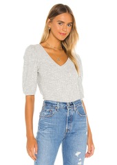Chaser Cropped 3/4 Puff Sleeve V Neck Top