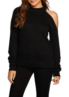Chaser Cutout Shoulder Long Sleeve Knit Top in True Black at Nordstrom