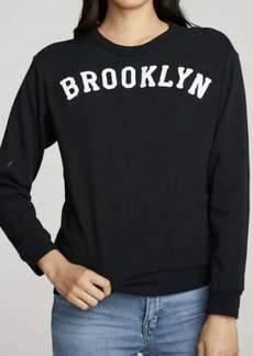 Chaser Cotton Fleece Long Sleeve Crew Neck Brooklyn In True Black