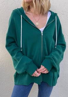 Chaser Cotton Fleece Zip Up Hoodie In Green