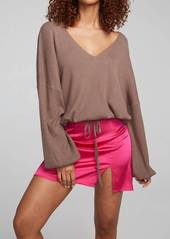 Chaser Diamond Long Sleeve Top In Deep Taupe