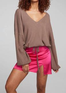Chaser Diamond Long Sleeve Top In Deep Taupe