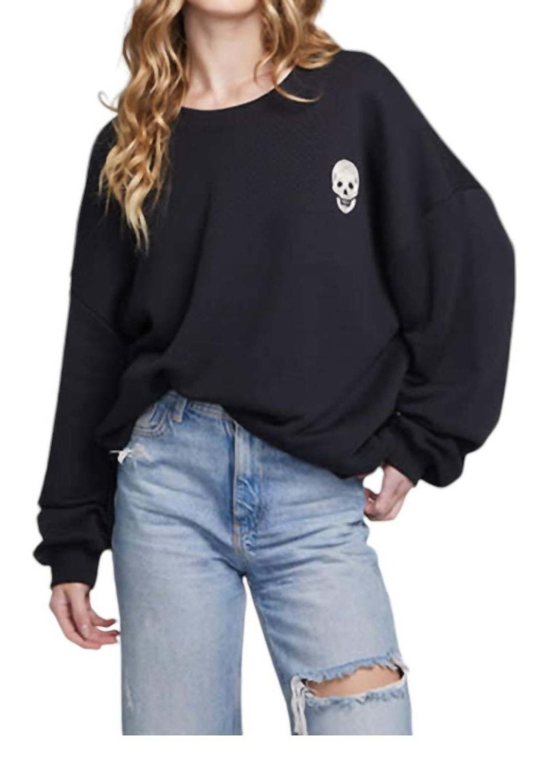 Chaser Halloween Embroidered Skull Oversized Sweatshirt In Black