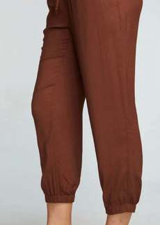 Chaser Heirloom Wovens Cropped Paperbag Waist Pant In Cappuccino