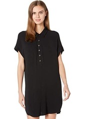 Chaser Heirloom Wovens Rolled Short Sleeve Button-Down Mini Dress