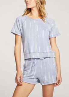 Chaser Linen French Terry S/s Raglan Top In Ikat Print