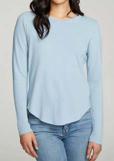 Chaser Long Sleeve Crew Neck Shirttail Tee In Ocean View