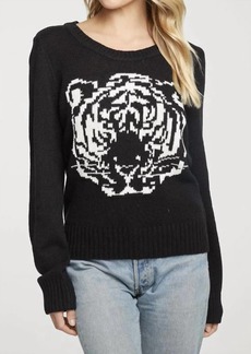 Chaser Long Sleeve Crew Neck Sweater Tiger In Black
