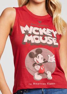 Chaser Mickey Mouse American Classic Cropped Hi/lo Top In Red