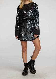 Chaser Mini Dress With Wide Sleeves In Black