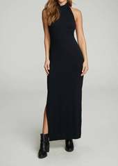 Chaser Open Back Side Slit Maxi Dress In True Black