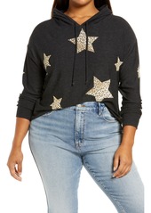 Chaser Cozy Leopard Star Hoodie in Black at Nordstrom