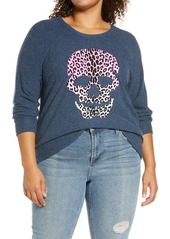 Chaser Leopard Print Skull Cozy Graphic Sweatshirt