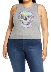Chaser Skull Jersey Graphic Tank in Streaky Grey at Nordstrom