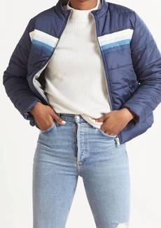 Chaser Quilted L/s Puffer Zip Up Jacket With Strappings In Avalon
