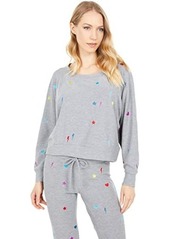 Chaser Rainbow Stitches Cozy Knit Raglan Sweatshirt