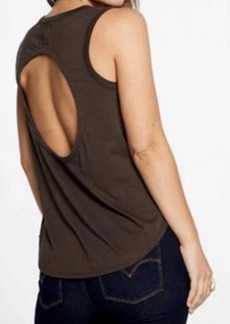 Chaser Recycled Vintage Jersey Open Back Shirttail Muscle Tank In Union Black
