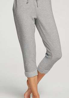 Chaser Rpet Cozy Knit Cropped Roll Hem Jogger In Heather Grey