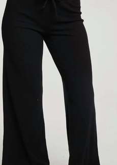 Chaser Rpet Love Rib Wide Leg Lounge Pant In True Black