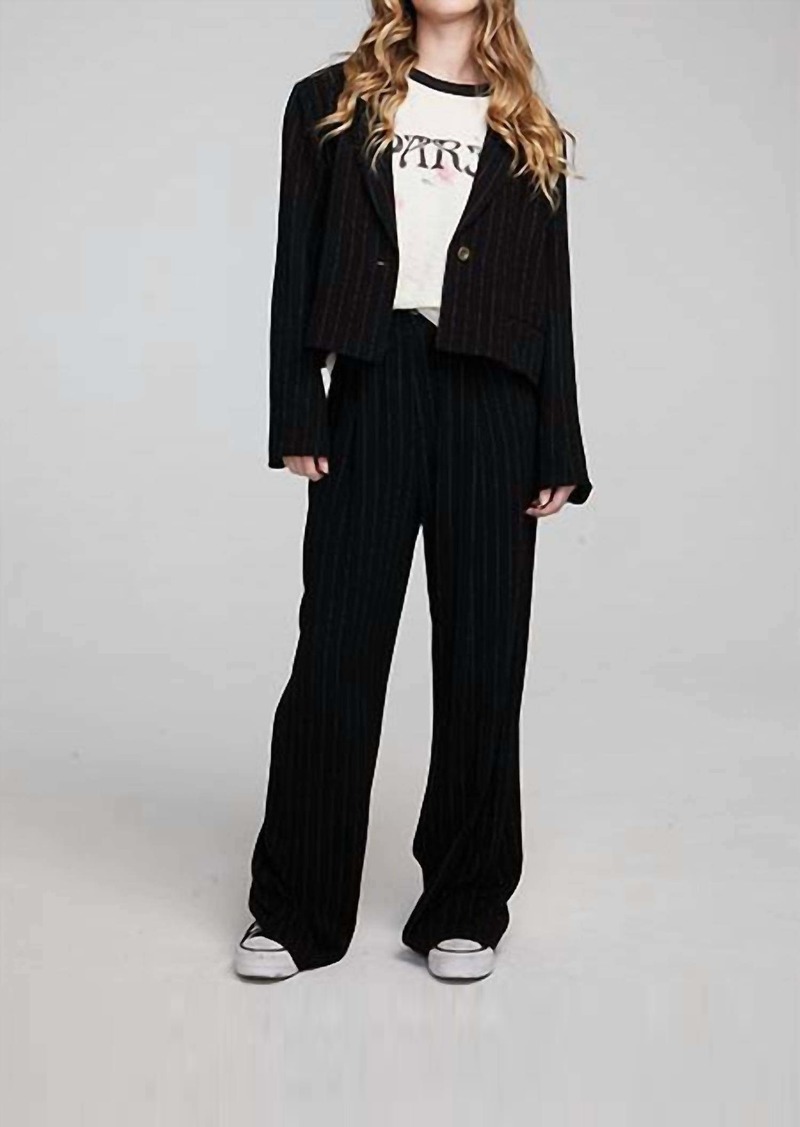 Chaser Santana Pinstripe Blazer In Black With White Pinstripe