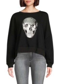 Chaser Skull Graphic Crop Sweater
