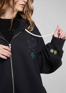 Chaser Space Embriodery Zip-Up Hoodie In Black